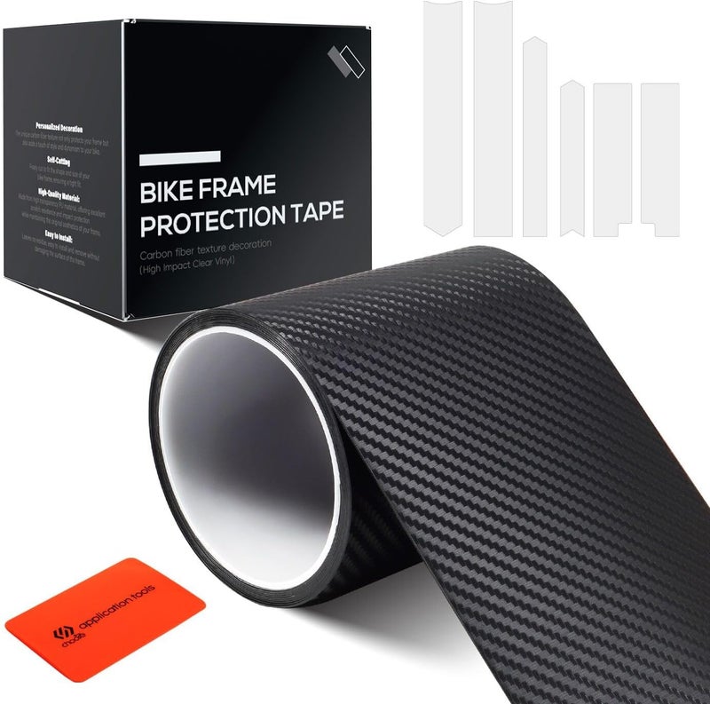 CNCLOL CNC Bike Frame Protection Tape,Bicycle Frame Protector Sticker-Frame Protection Paint Film 3m(4”x118”), Carbon Fiber Pattern Frame Guard Wrap for Mountain Bike/Gravel/MTB/Road Bike etc. - Image 1